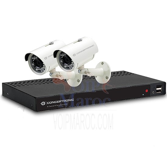 Kit de Surveillance IP 8-Canaux POE 2 x Caméras HD C8CHIPSKIT