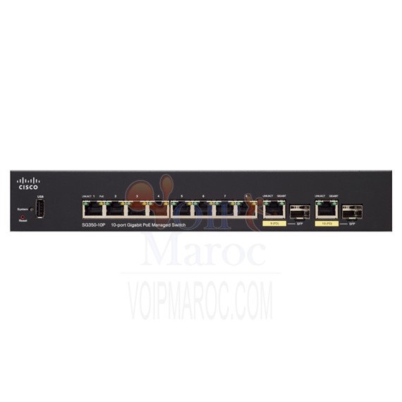 Switch Gigabit manageable 10 ports 10/100/1000 dont 2 ports combo Gigabit /SFP SG350-10-K9-EU