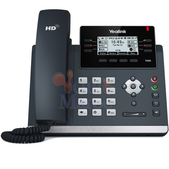 Télephone IP 12 Comptes SIP Ecran LCD 2,7" PoE sans Alimentation T42G